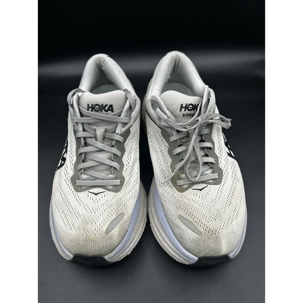 Hoka One One Bondi 8 Sharkskin Men Size 10.5 Lace Up  Running Walking